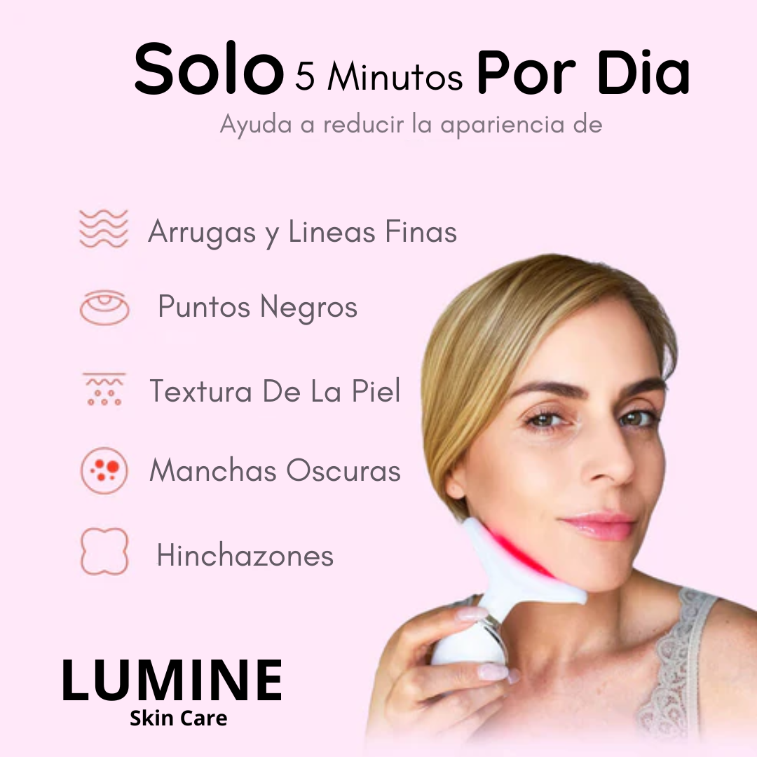 Rejuvenecedor facial LED 3 en 1 LUMINE:  Piel Firme y Revitalizada en TAN SOLO 5 Minutos